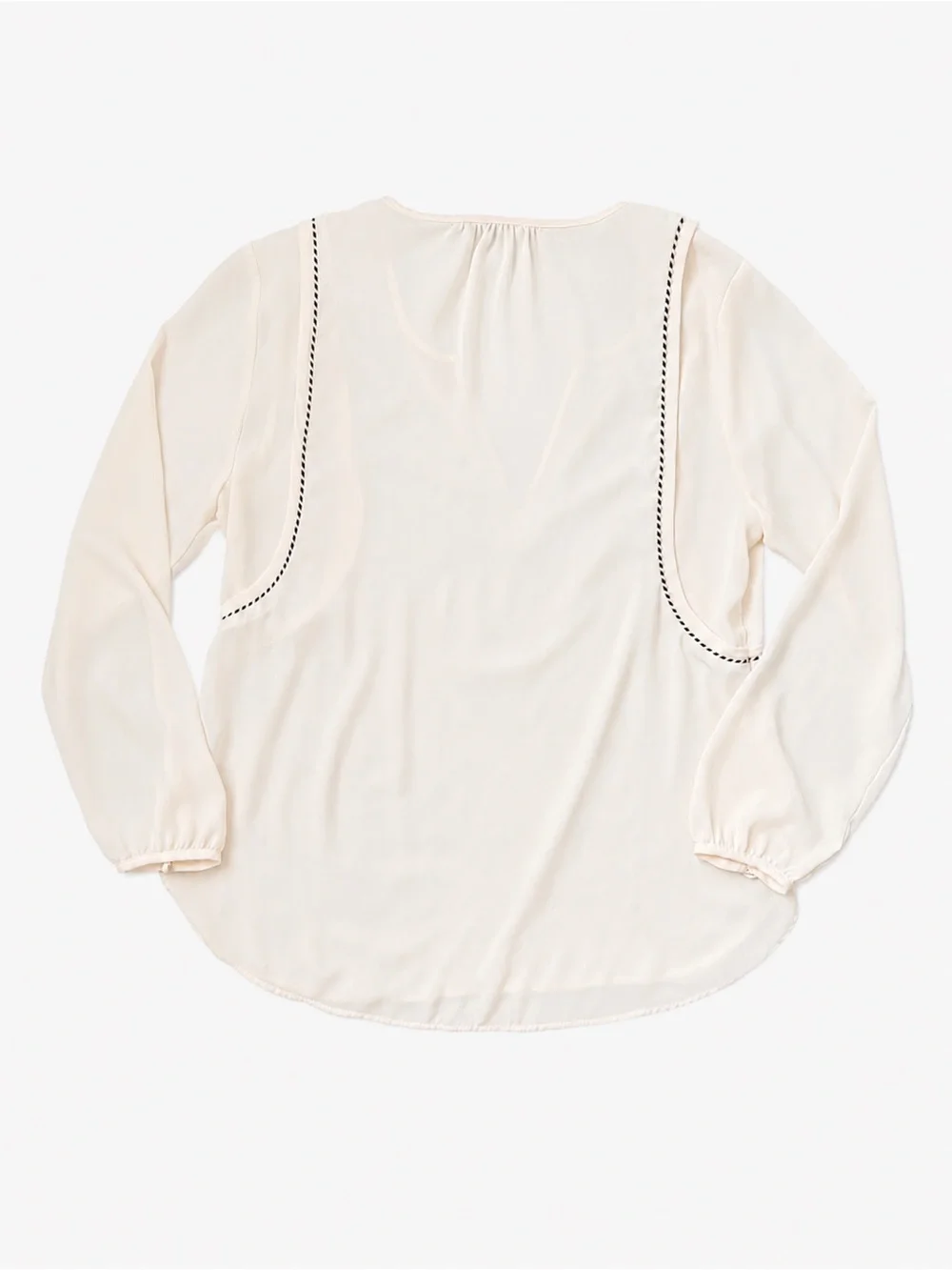 J.Crew Cream Black Trim Split Neck Blouse Size 6 - Picture 3 of 3